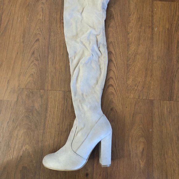 Lulus Shoes Nude Over The Knee Boots Lulus So Much Yes Boots Poshmark